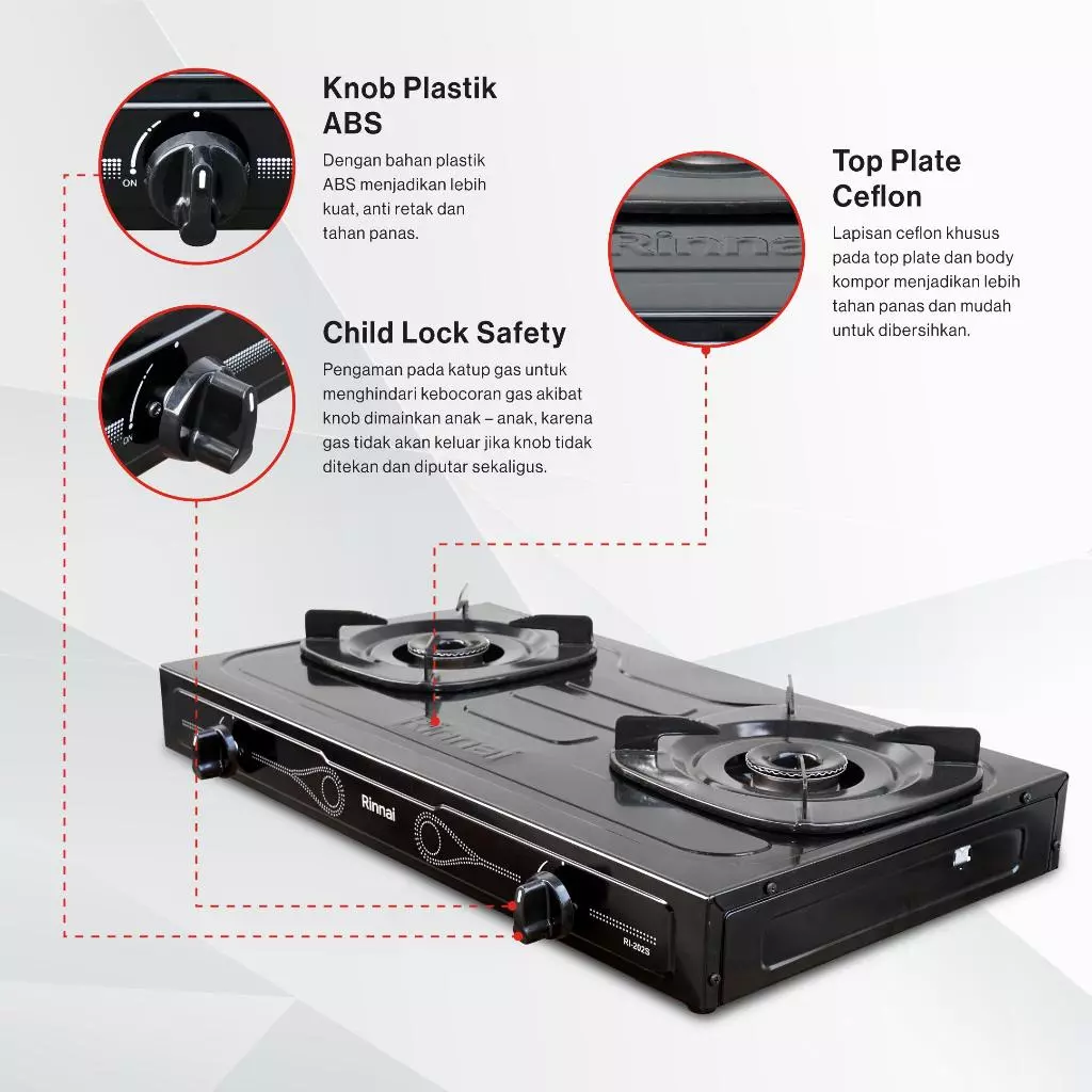 rinnai kompor gas 2 tungku ri 202 s garansi resmi original rinnai kompor gas 2 tungku ri 202 s garansi resmi original