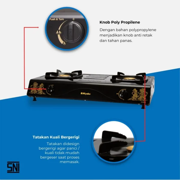 kompor gas miyako kg502cwyg motif wayang 2 tungku kg 502c wyg motif batik garansi resmi original