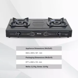 rinnai kompor gas 2 tungku ri 202 s garansi resmi original