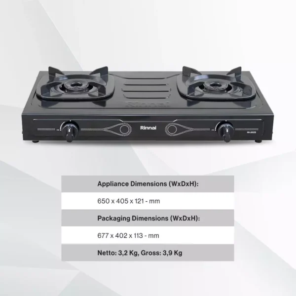 rinnai kompor gas 2 tungku ri 202 s garansi resmi original