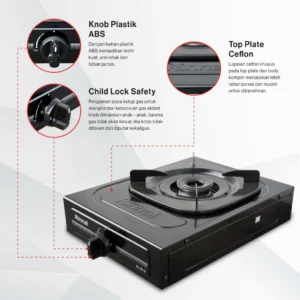 rinnai kompor gas 1 tungku stainless ri 201 s garansi resmi original