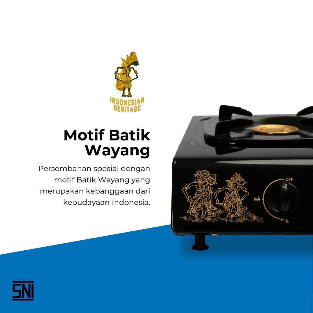 kompor gas miyako kg502cwyg motif wayang 2 tungku kg 502c wyg motif batik garansi resmi original