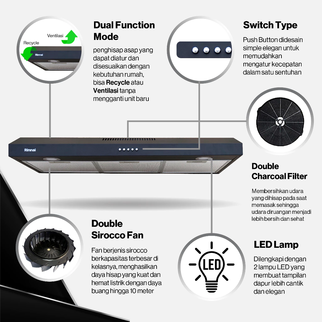 rinnai cooker hood penghisap asap rh 229 garansi resmi original rinnai cooker hood penghisap asap rh 229 garansi resmi original