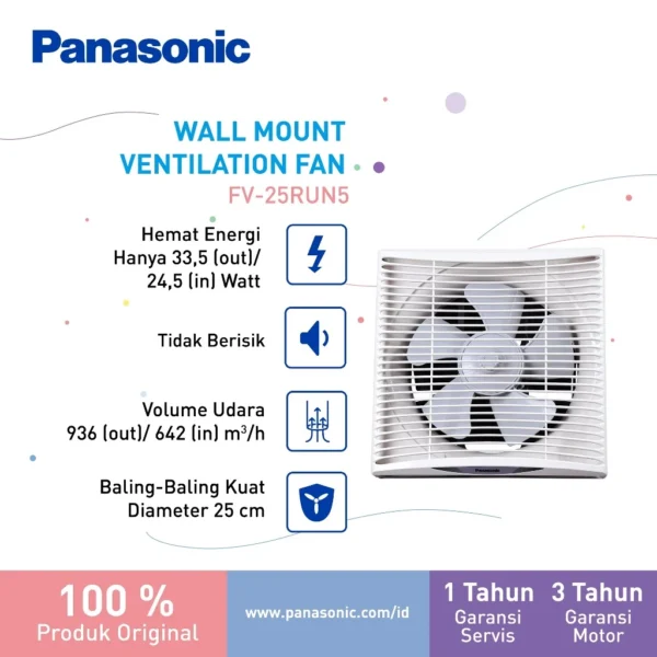 panasonic fv 25run5 w kipas ventilasi / ventilating fan garansi resmi original