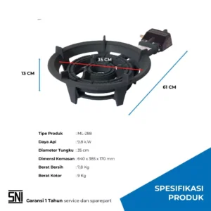 kompor gas commercial miyako ml288 tekanan rendah 1 tungku garansi resmi original