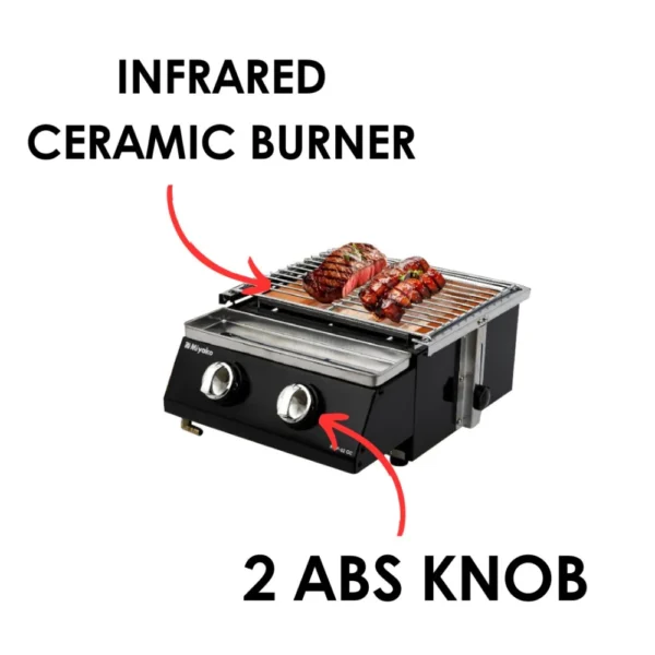 kompor gas pemanggang miyako kgp02gc 2 burner hitam garansi resmi original