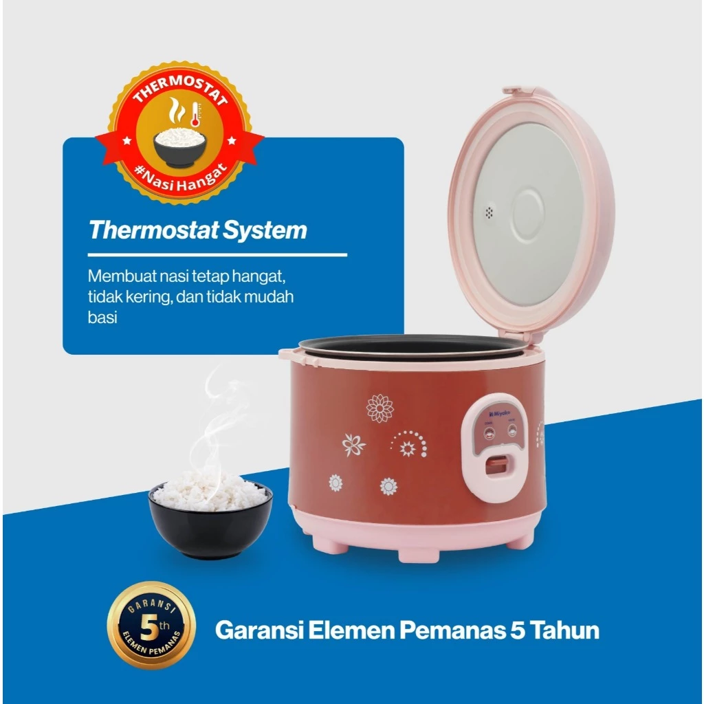 magic com miyako mcm18bhb nanoal berlian hitam rice cooker 1.8 liter 3in1 magic warmer plus garansi resmi original