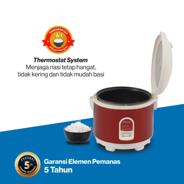 magic com miyako mcm528ts rice cooker 1.8 liter magic warmer plus tanpa kukusan garansi resmi original