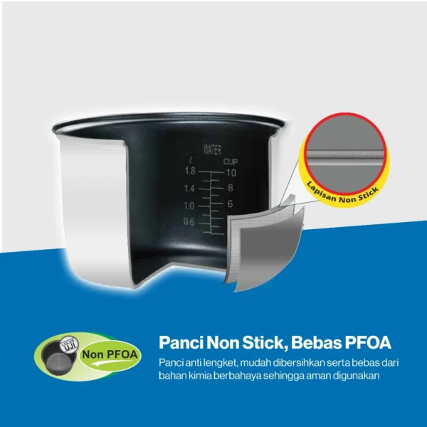 magic com miyako mcm528ts rice cooker 1.8 liter magic warmer plus tanpa kukusan garansi resmi original