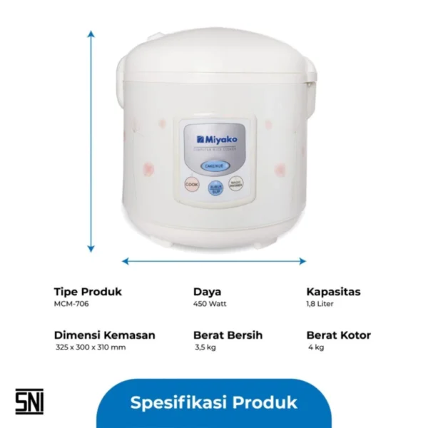 miyako rice cooker mcm 706 mejikom penanak nasi low watt anti lengket garansi resmi original