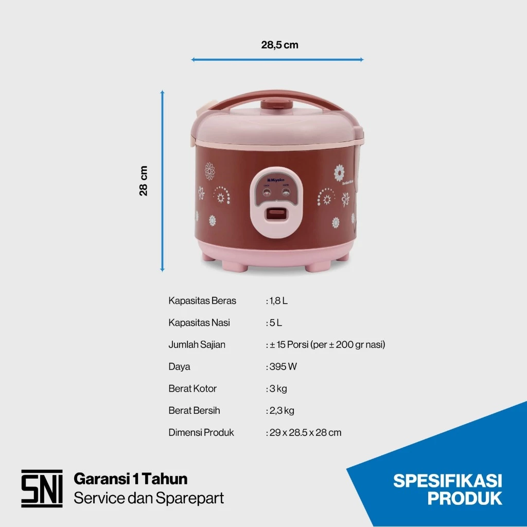 magic com miyako mcm18bhb nanoal berlian hitam rice cooker 1.8 liter 3in1 magic warmer plus garansi resmi original