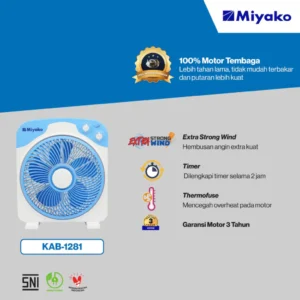miyako fan kab 1281 kipas angin kotak box fan 12" low watt garansi resmi garansi resmi original