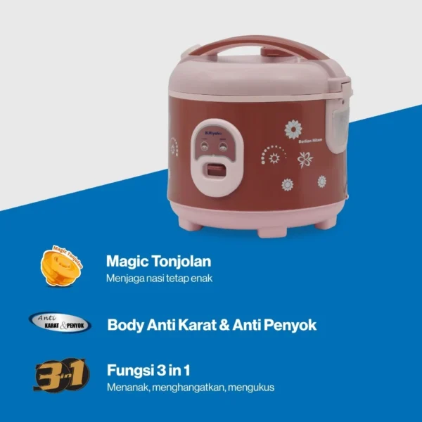 magic com miyako mcm18bhb nanoal berlian hitam rice cooker 1.8 liter 3in1 magic warmer plus garansi resmi original
