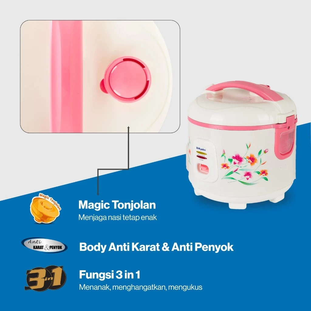 magic com miyako mcm507 rice cooker magic warmer plus 1.8 liter 395 watt garansi resmi original magic com miyako mcm507 rice cooker magic warmer plus 1.8 liter 395 watt garansi resmi original