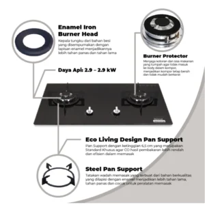 rinnai kompor tanam 2 tungku rb 712n garansi resmi original