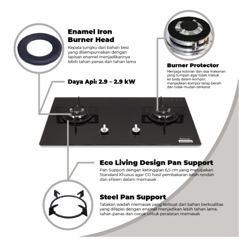 rinnai kompor tanam 2 tungku rb 712n garansi resmi original