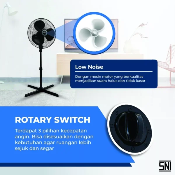 kipas angin miyako kas1606xpl stand fan 16 inc jaring plastik garansi resmi original