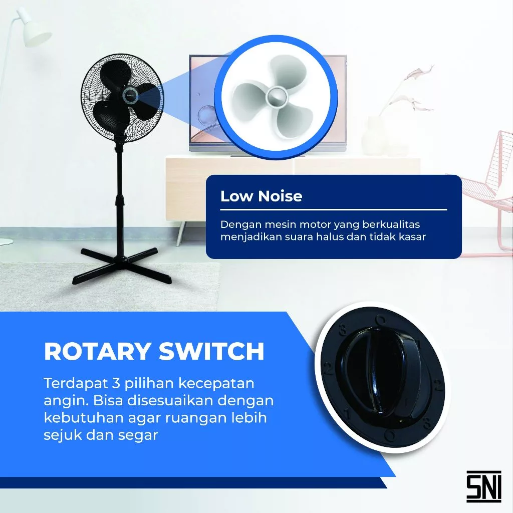 kipas angin miyako kas1606xpl stand fan 16 inc jaring plastik garansi resmi original