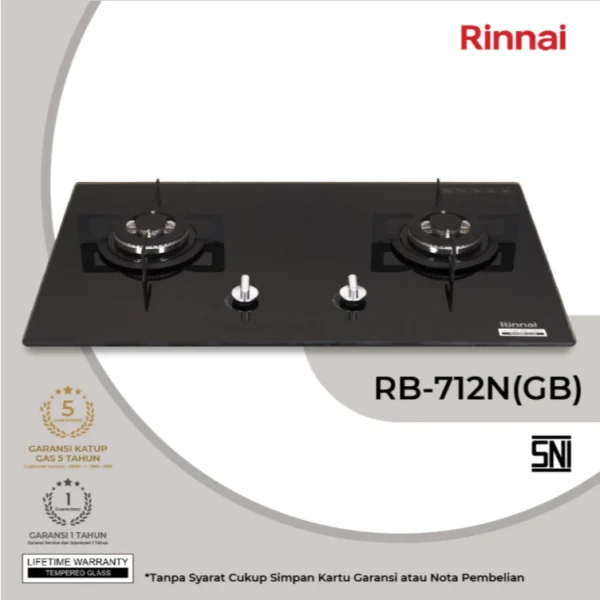 rinnai kompor tanam 2 tungku rb 712n garansi resmi original