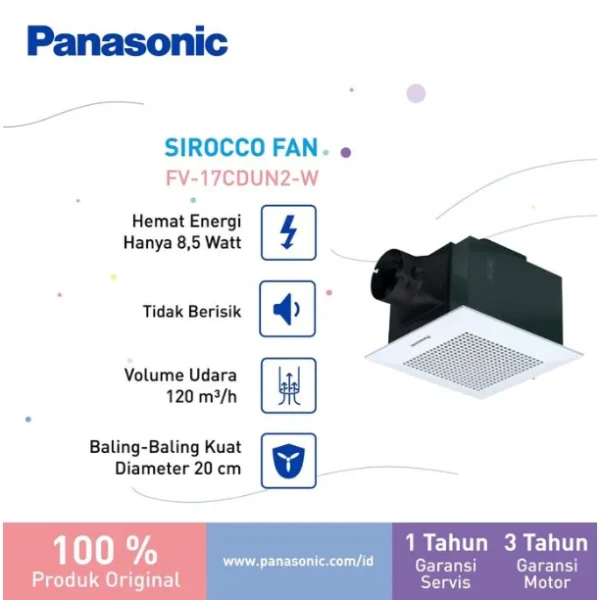panasonic fv 17cdun2 w / fv 24cdun2 w kipas ventilasi / ventilating fan garansi resmi original
