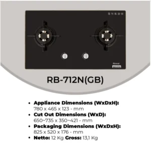 rinnai kompor tanam 2 tungku rb 712n garansi resmi original