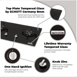 rinnai kompor tanam 2 tungku rb 712n garansi resmi original