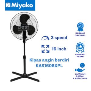 kipas angin miyako kas1606xpl stand fan 16 inc jaring plastik garansi resmi original