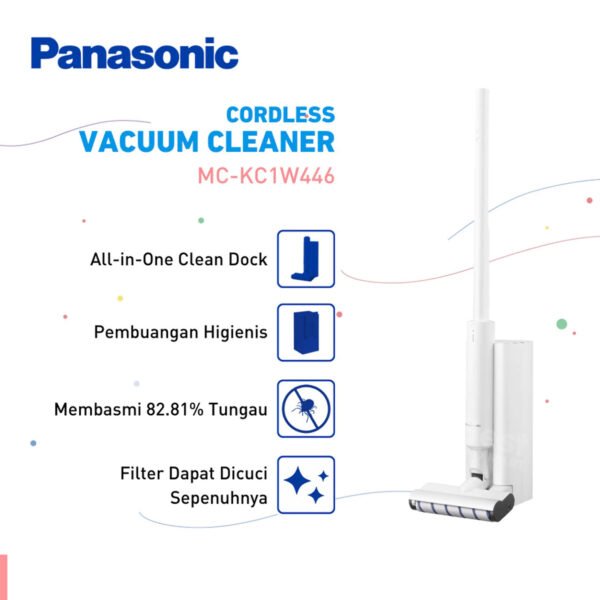 panasonic mc kc1w446 cordless stick vacuum cleaner white garansi resmi original