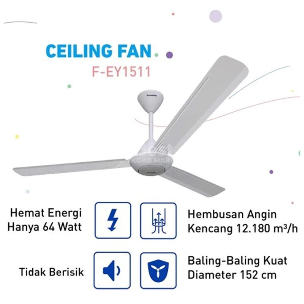panasonic f ey1511 w | f ey1511 k kipas angin gantung ceiling fan 3 baling garansi resmi original