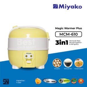 magic com miyako mcm610 rice cooker 1 liter magic warmer plus 3in1 kuning garansi resmi original
