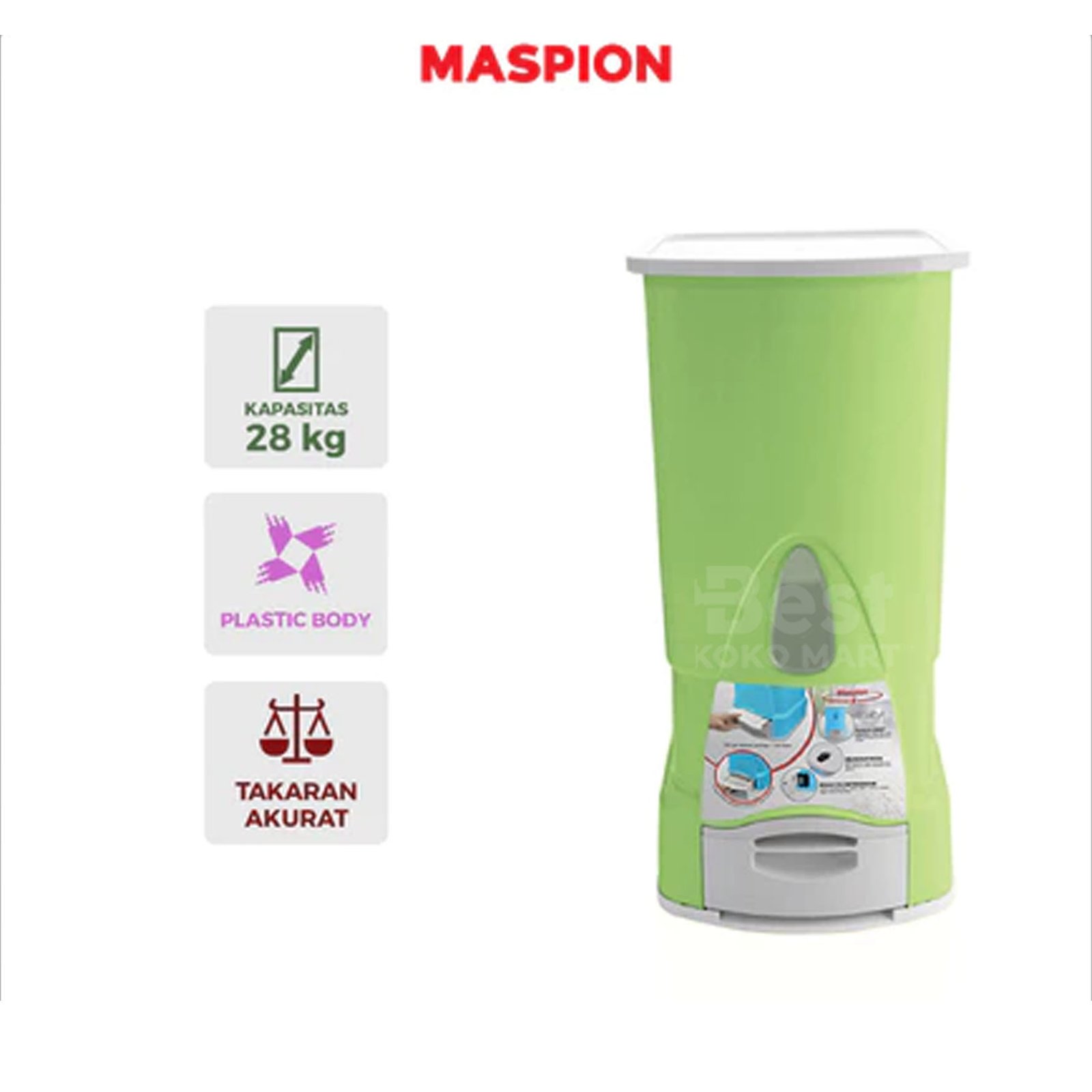 Maspion Rice Box Kotak Beras kapasitas 28 Kg MRD-2800 AP Garansi Resmi Original - Gambar 1