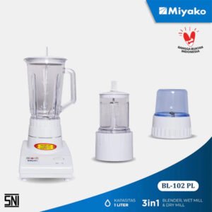 blender miyako bl102pl plastik 3 in 1 dry mill & wetmill putih 1 liter garansi resmi original