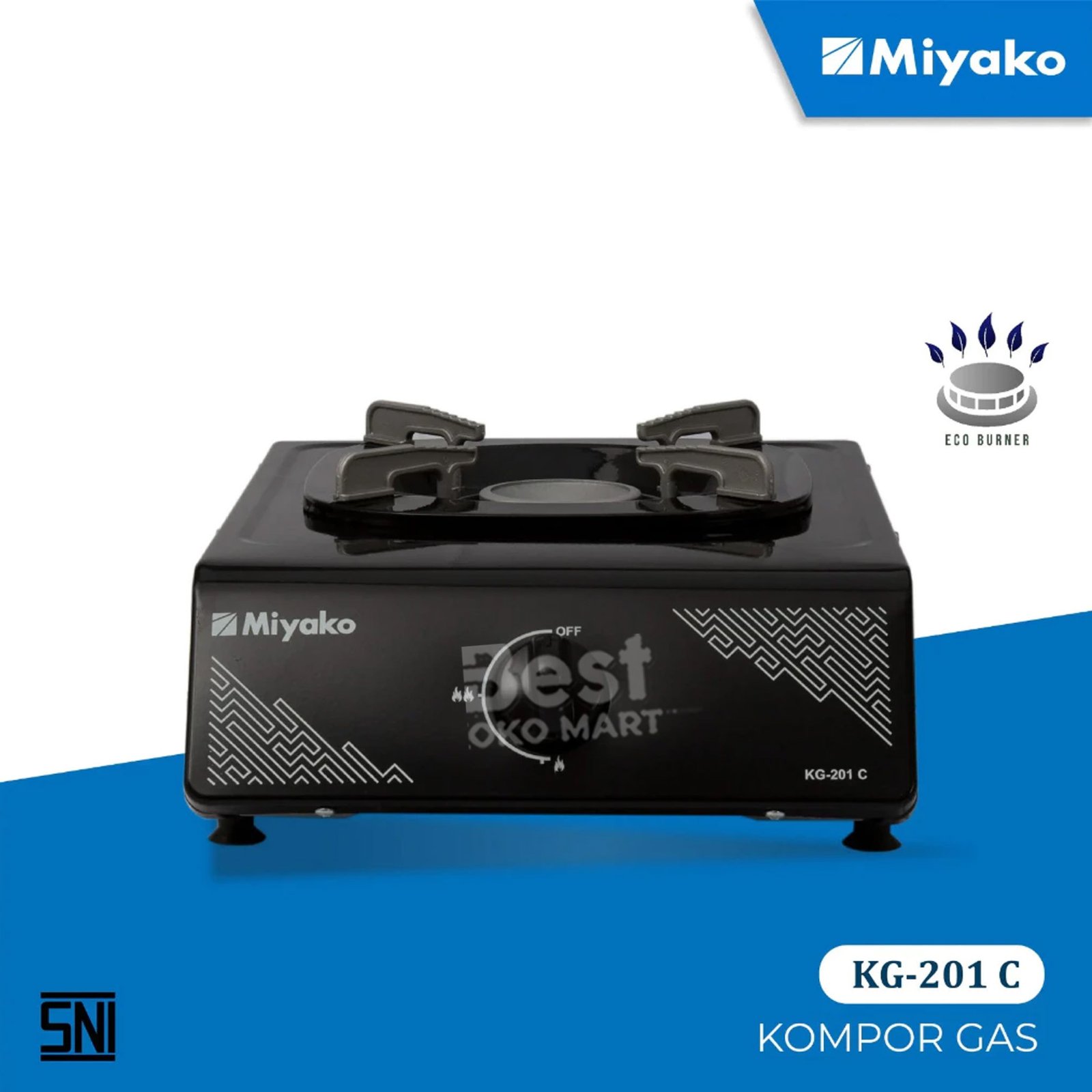 kompor gas miyako kg201c 1 tungku minimalis black coating garansi resmi original