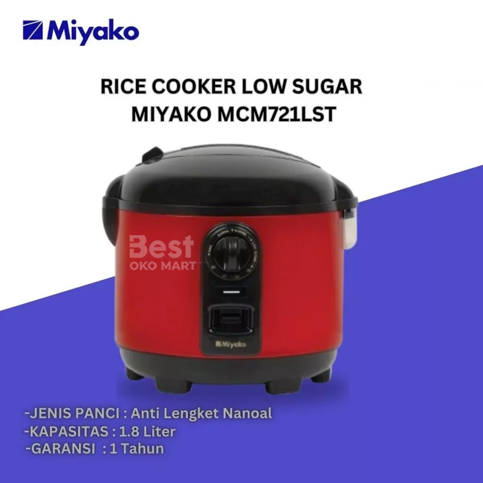 magic com low sugar carbo miyako mcm721lst rice cooker 3 in 1 magic warmer plus 1.8 liter garansi resmi original