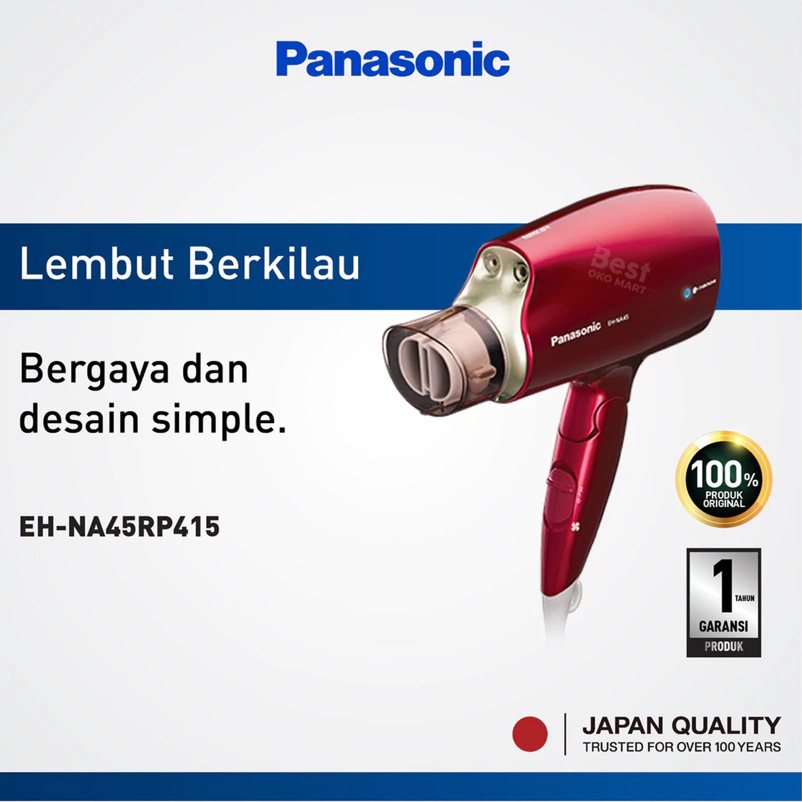 panasonic eh na45rp415 hair dryer nanoe series rouge pink garansi resmi original