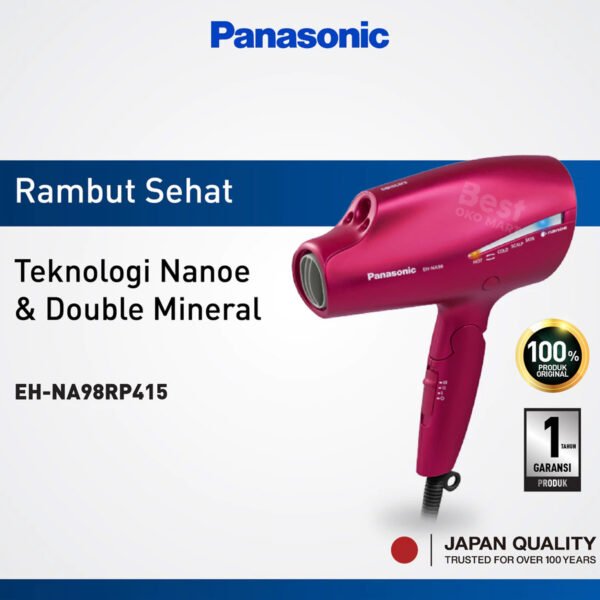panasonic eh na98rp415 hair dryer nanoe series rouge pink garansi resmi original
