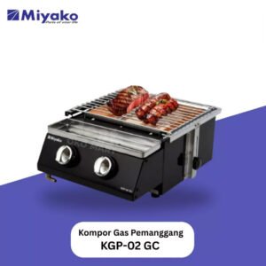 kompor gas pemanggang miyako kgp02gc 2 burner hitam garansi resmi original