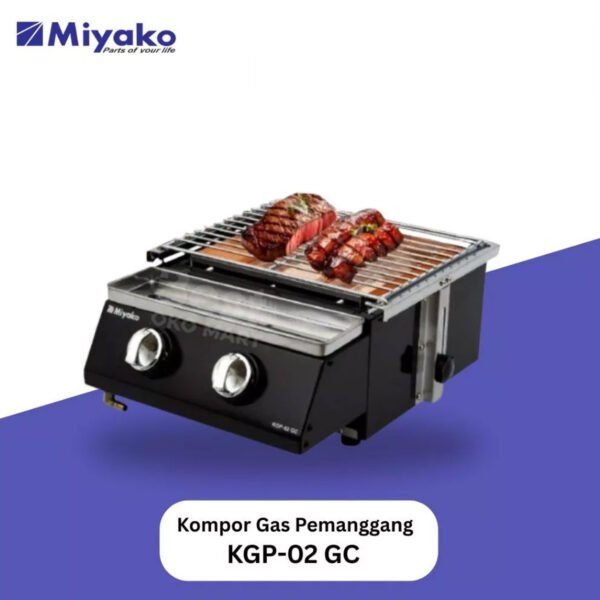kompor gas pemanggang miyako kgp02gc 2 burner hitam garansi resmi original