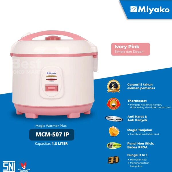 rice cooker miyako mcm507ip magic com magic warmer plus – penanak nasi 1.8 liter 3in1 garansi resmi original