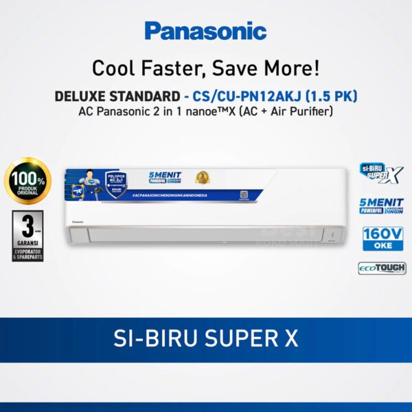panasonic cs/cu pn12akj ac & purifier low voltage + nanoe x [1.5 pk] garansi resmi original