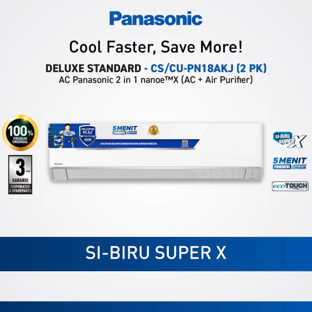 panasonic cs/cu pn18akj ac & purifier low voltage + nanoe x [2 pk] garansi resmi original