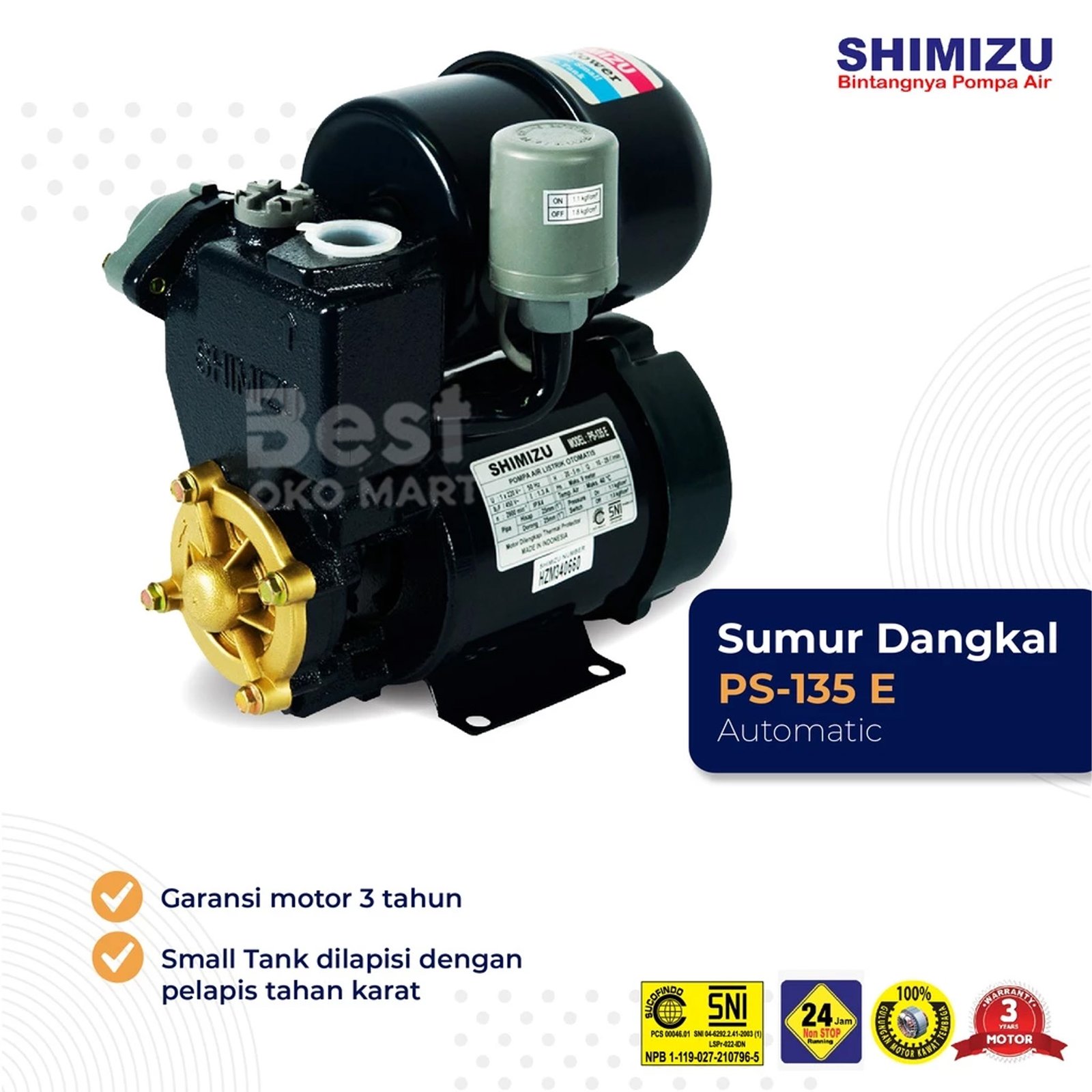 shimizu pompa air otomatis sumur dangkal ps 135 e garansi resmi original shimizu pompa air otomatis sumur dangkal ps 135 e garansi resmi original