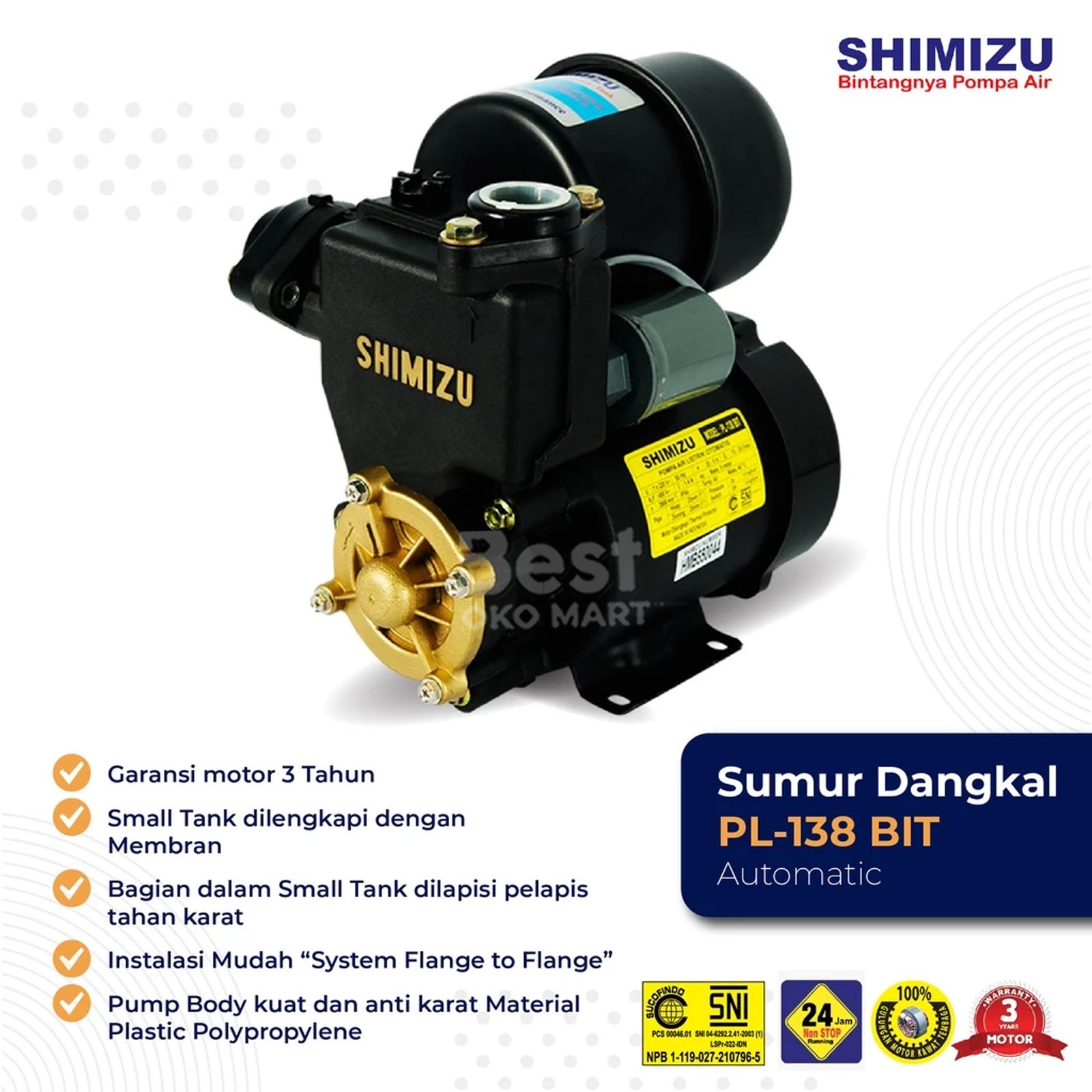 shimizu pompa air otomatis sumur dangkal pl 138 bit garansi resmi original shimizu pompa air otomatis sumur dangkal pl 138 bit garansi resmi original
