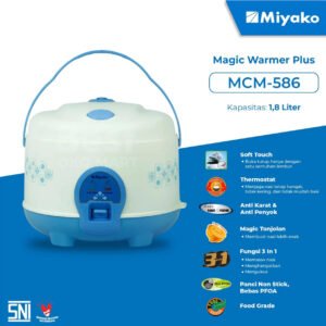 magic com miyako mcm586 rice cooker anti lengket dan penyok magic warmer plus 1.8l 3in1 garansi resmi original