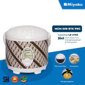magic com miyako mcm508btkprg magic warmer plus rice cooker [1,8 ltr] garansi resmi original