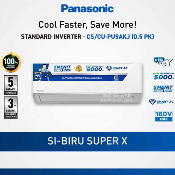 panasonic cs/cu pu5akj ac standard inverter [0.5 pk] garansi resmi original