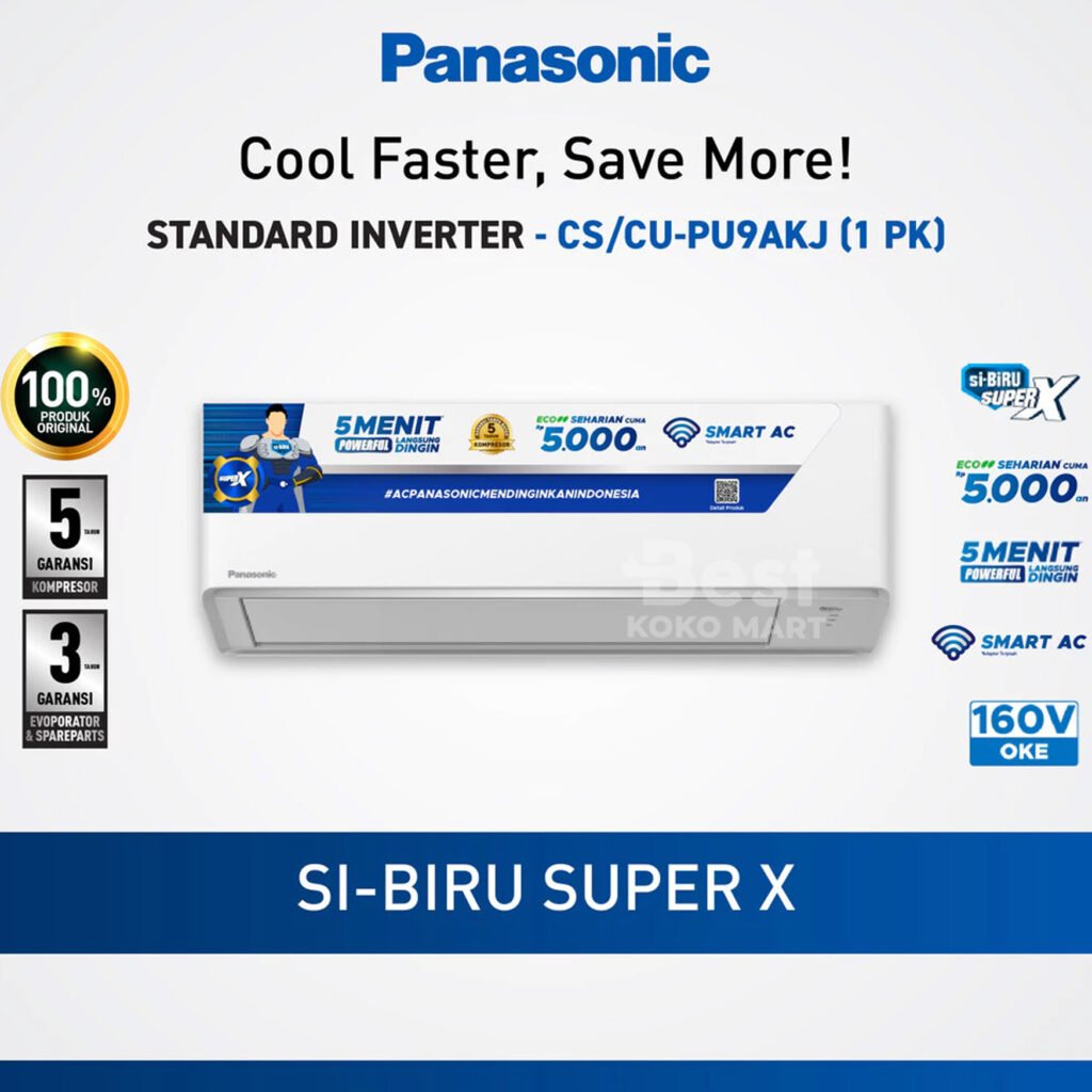 panasonic cs/cu pu9akj ac standard inverter [1 pk] garansi resmi original