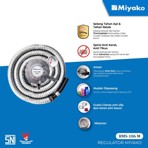 regulator selang gas miyako rms106m [1.8m] garansi resmi original