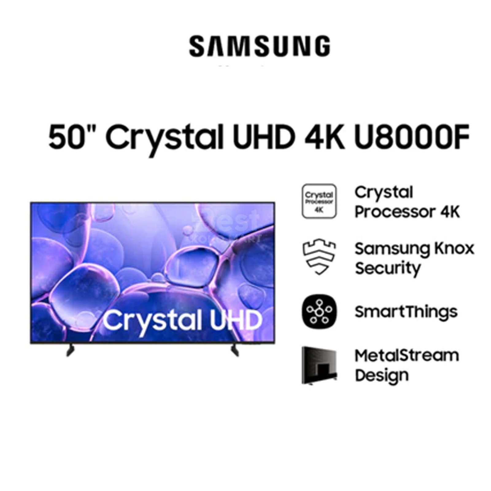 Samsung 50" Crystal UHD 4K U8000F Smart TV | Crystal Processor 4K | SmartThings | UA50U8000FKXXD Garansi Resmi Original - Gambar 1