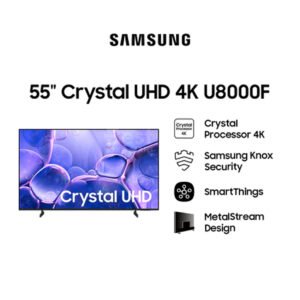 Samsung 55" Crystal UHD 4K U8000F Smart TV | Crystal Processor 4K | SmartThings | UA55U8000FKXXD Garansi Original